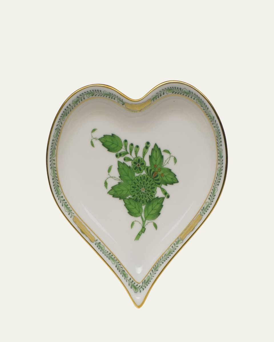 Chinese Bouquet Green Small Heart Tray